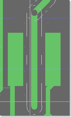 BAE Version 6.8: Layouteditor - Anschmiegen von Leiterbahnen gemäß DRC: Mittig hindurchfahren