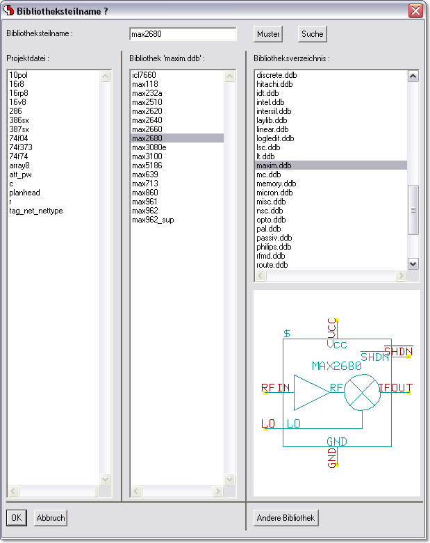 BAE Version 6.8: Schaltplaneditor: Symbolvorschau