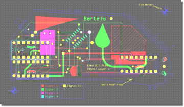 BAE Version 7.2: Layouteditor: Leiterkartenansicht Bauteilseite